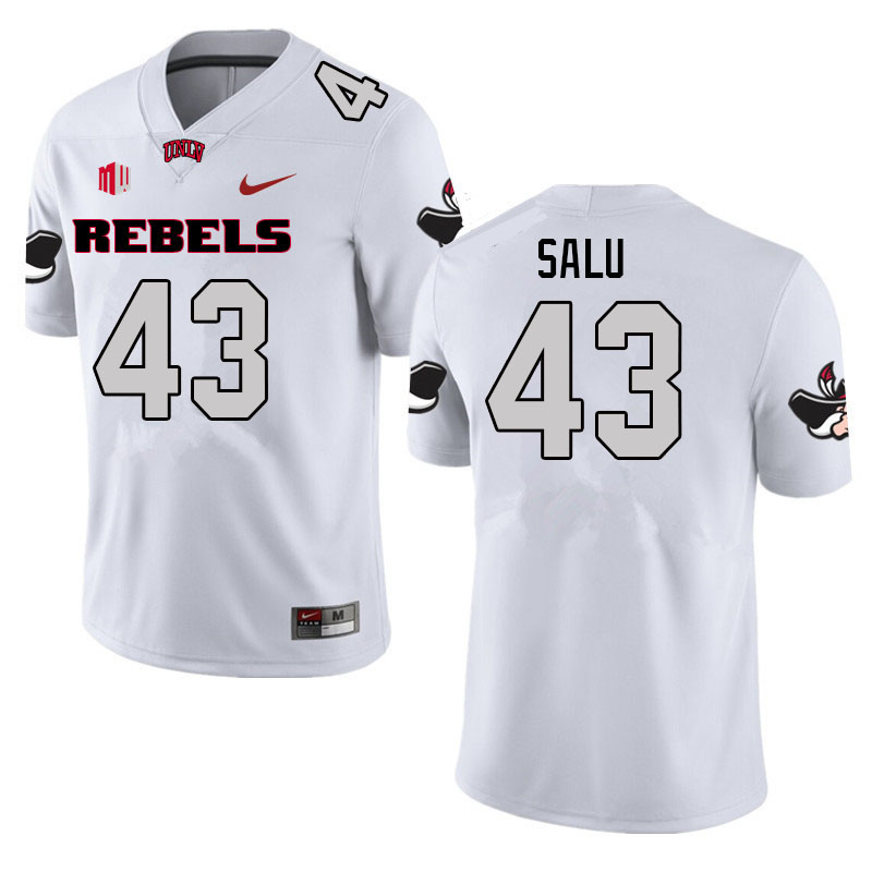 Men #43 Malakai Salu UNLV Rebels College Football Jerseys Sale-White - Click Image to Close